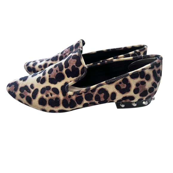 Marc Fisher Velvet Leopard Print Loarer Slip On Shoes Size 7.5M Studded Brown - Picture 4 of 6